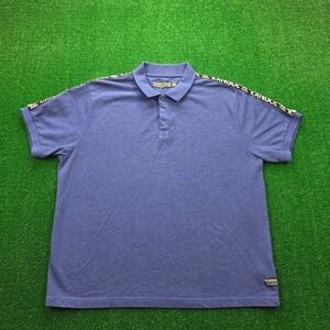 Kangol Polo Shirt Mens 2XL Indigo Blue Born British Branded Shoulder Tape Logo